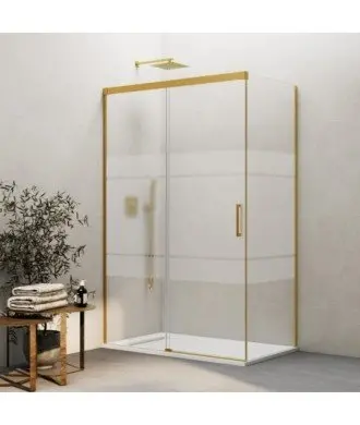 Paroi de douche rectangulaire basique en or brossé