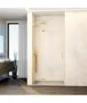 Paroi de douche en or brossé, 1 fixe + 1 articulée, charnières en verre