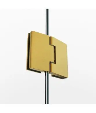 Paroi de douche en or brossé, 1 fixe + 1 articulée, charnières en verre