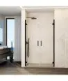 Paroi de douche noire avec 2 portes battantes en verre