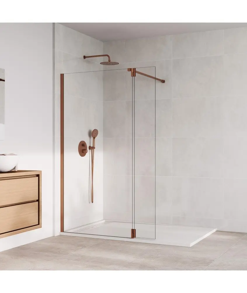 Paroi de douche fixe en cuivre plus Paroi de douche pliant GME en Melonbath | Écrans de salle de bains | Offres