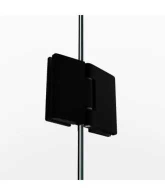 Paroi de douche noire 1 fixe et 1 pliante sans fermeture, en verre Glass