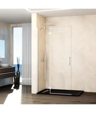 Paroi de douche blanche 1 fixe et 1 pivotant sans fermeture en verre Glass GME en Melonbath | Écrans de salle de bains | Offres