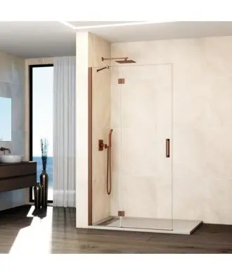 Paroi de douche en cuivre 1 fixe et 1 pliante sans fermeture en verre Glass GME en Melonbath | Écrans de salle de bains | Offres