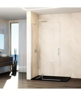 Paroi de douche en nickel 1 fixe et 1 pliante sans fermeture en verre Glass GME en Melonbath | Écrans de salle de bains | Offres