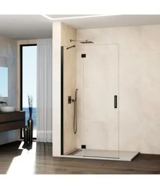 Paroi de douche titane 1 fixe + 1 battante sans fermeture en verre Glass GME en Melonbath | Écrans de salle de bains | Offres