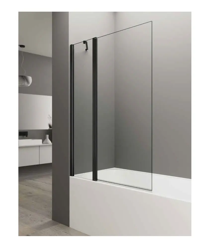 Paroi de baignoire noire 1 fixe + 1 porte battante Open GME en Melonbath | Écrans de salle de bains | Offres