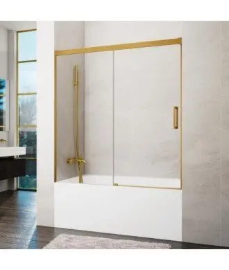 Pare-baignoire or brossé 1 fixe + 1 coulissant Basic