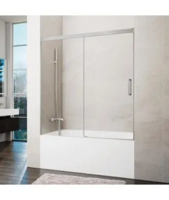 Pare-baignoire en nickel 1 fixe + 1 coulissant Basic