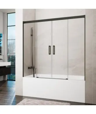 Pare-baignoire finition titane 2 fixes + 2 coulissants Basic