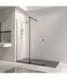 Paroi de douche noire fixe avec porte coulissante Bron Free