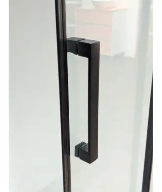 Paroi de douche noire fixe avec porte coulissante Treban