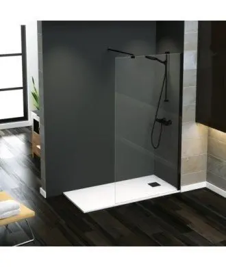 Paroi de douche fixe 6 mm en noir mat Rimini Torvisco en Melonbath | Écrans de salle de bains | Offres