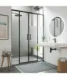 Paroi de douche frontale noire 2 fixe 2 coulissante Treban