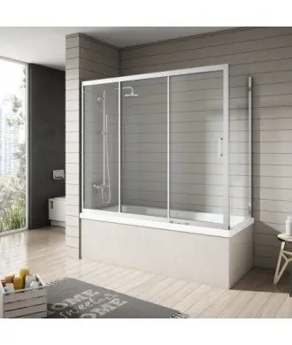 Pare baignoire rectangulaire 3 feuilles + face fixe Nantes