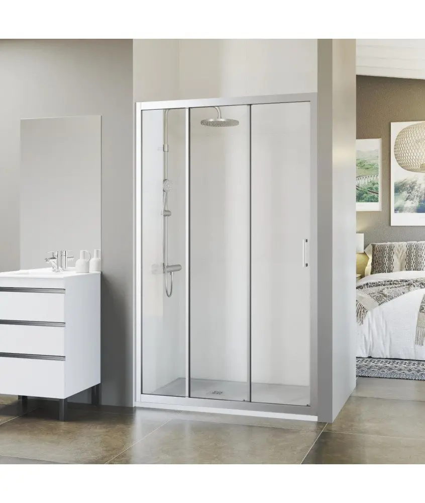 Paroi de douche 1 fixe + 2 portes coulissantes Nantes Torvisco en Melonbath | Écrans de salle de bains | Offres