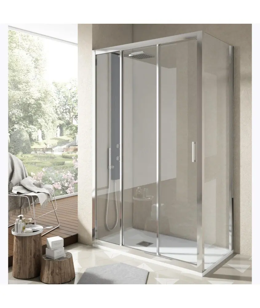 Paravent rectangulaire 2 portes fixes plus 2 portes coulissantes Nantes Torvisco en Melonbath | Écrans de salle de bains | Offres