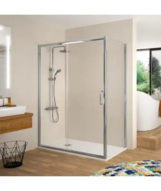 Paroi de douche rectangulair fixe + coulissante + latéral fixe Bella