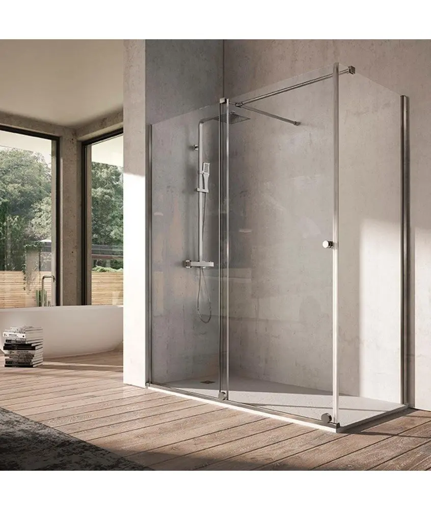 Paroi de douche frontale coulissante avec côté fixe Volare | VO103 Paroi de douche frontale coulissante avec côté fixe Volare Kassandra en Melonbath | Écrans de salle de bains | Offres