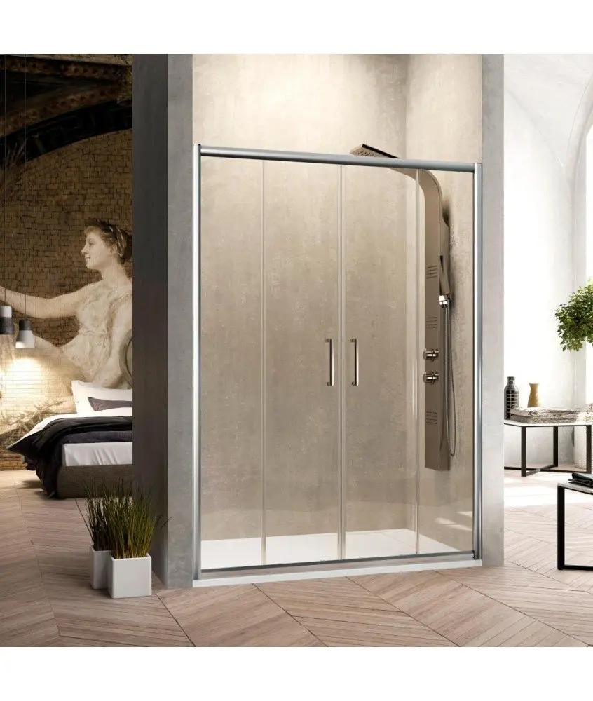 Paroi de douche 2 fixes plus 2 portes coulissantes Bella Kassandra en Melonbath | Écrans de salle de bains | Offres