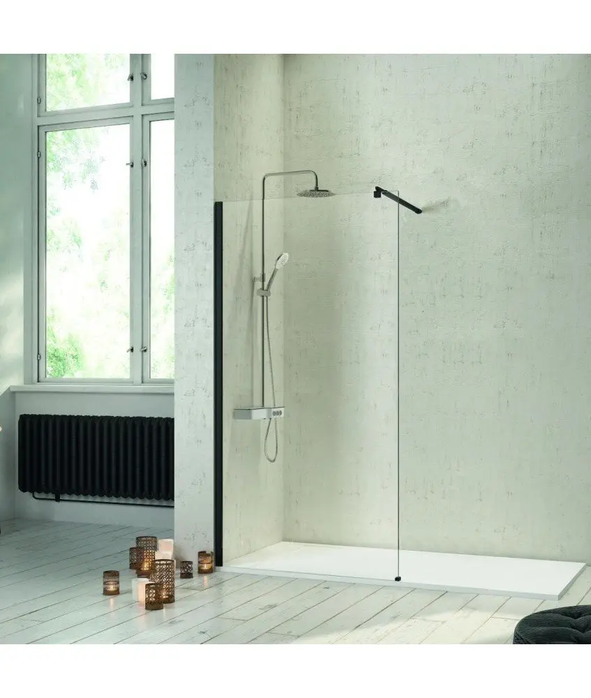 Paroi de douche fixe noir mat Fresh Kassandra en Melonbath | Écrans de salle de bains | Offres