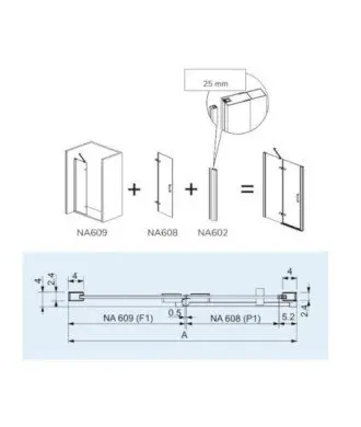 Paroi de douche 1 fixe plus 1 pivotant | Nardi NA403