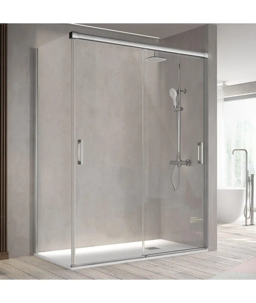 Paroi de douche avec 2 portes coulissantes Betty | Melonbath Paroi de douche rectangulaire avec 2 portes coulissantes Betty Kassandra en Melonbath | Écrans de salle de bains | Offres