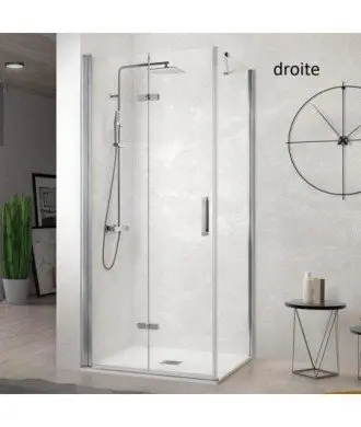 Paroi de douche rectangulaire pliante + côté fixe Nardi