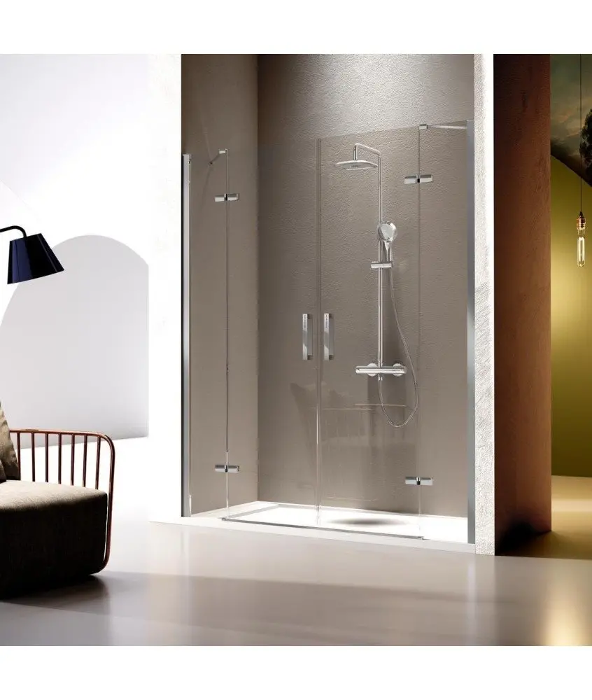 Paroi de douche 2 fixes + 2 pivotante avec charnières Nardi Kassandra en Melonbath | Écrans de salle de bains | Offres