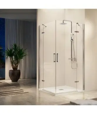 Paroi de douche en angle 2 fixes et 2 pliants avec charnières Nardi Kassandra en Melonbath | Écrans de salle de bains | Offres