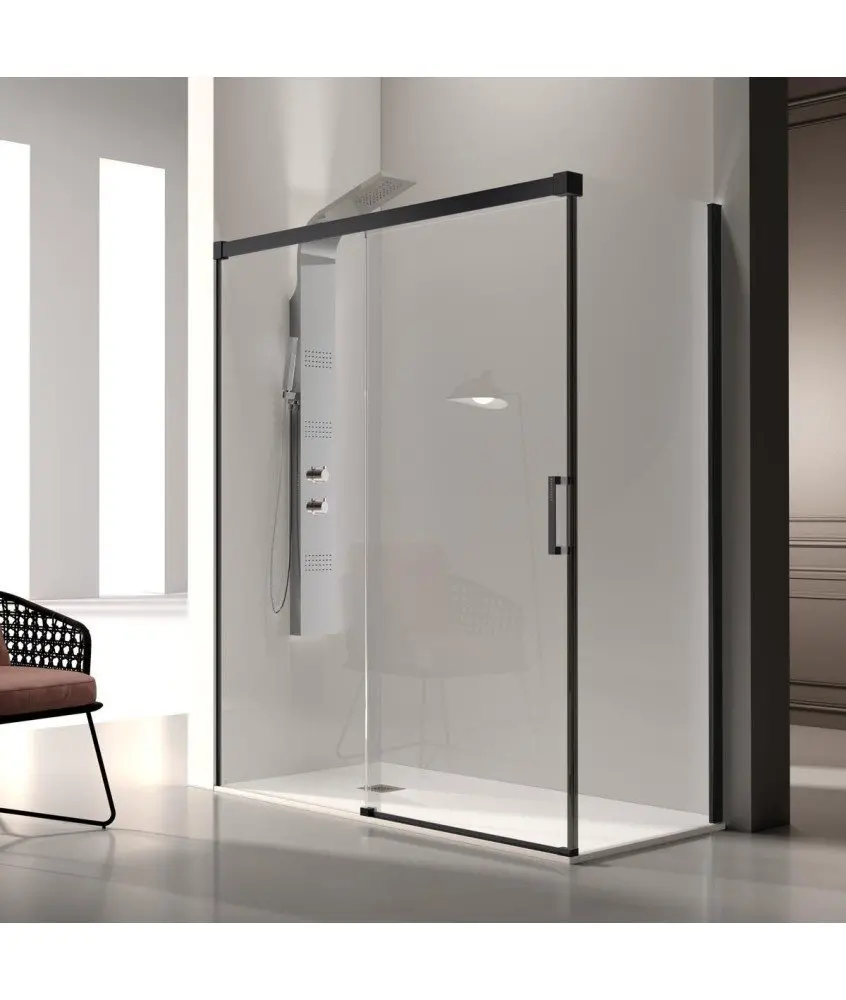 Paroi de douche noir rectangulaire Glasé Kassandra en Melonbath | Écrans de salle de bains | Offres