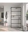 Paroi de douche fixe noire avec lignes | FR103 Kassandra