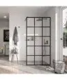 Paroi de douche fixe à carrés noirs | FR103 Melonbath