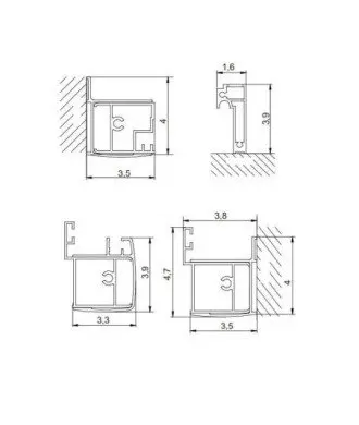 Paravent avec un côté fixe et deux coulissants plus un côté fixe