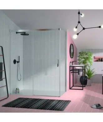 Paroi de douche rectangulaire à côté fixe Glasé