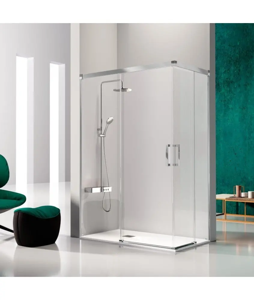 Paroi de douche angulaire coulissante Glasé Kassandra en Melonbath | Écrans de salle de bains | Offres