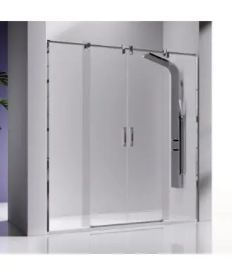 Paroi de douche 2 fixes et 2 coulissantes en inox Slim Kassandra en Melonbath | Écrans de salle de bains | Offres