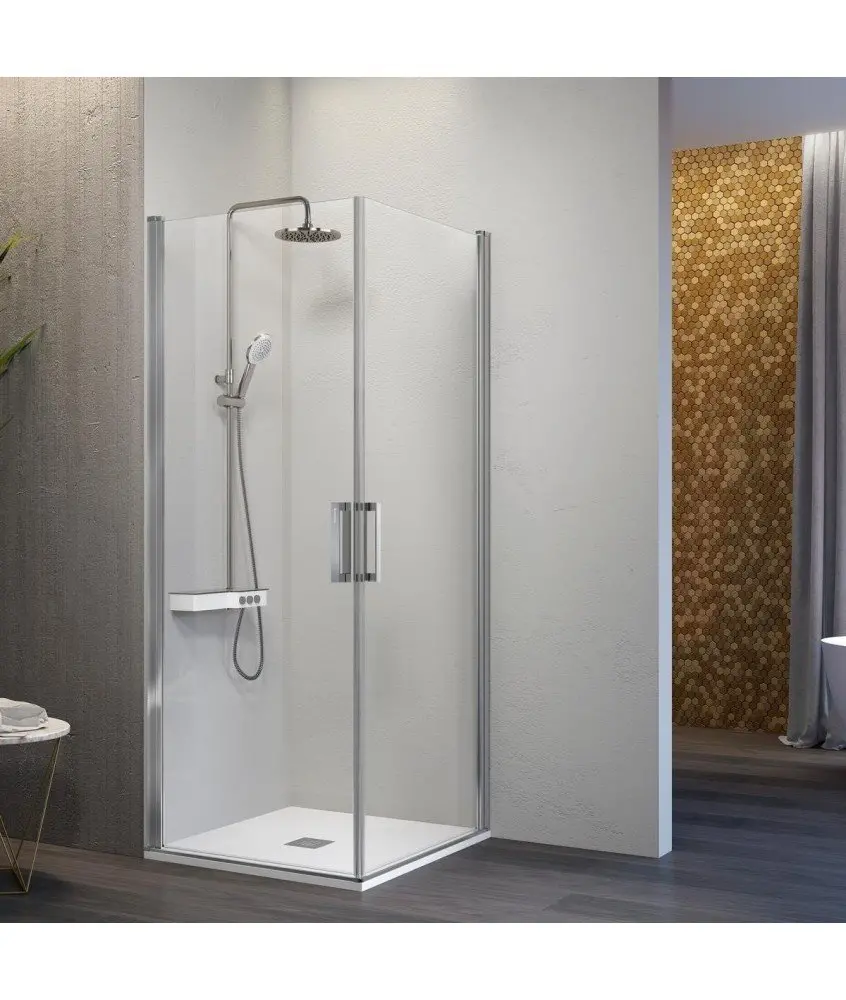 Paroi de douche angulaire pivotante Nardi NA506 Paroi de douche d'angle avec deux portes pivotantes Nardi Kassandra en Melonbath | Écrans de salle de bains | Offres