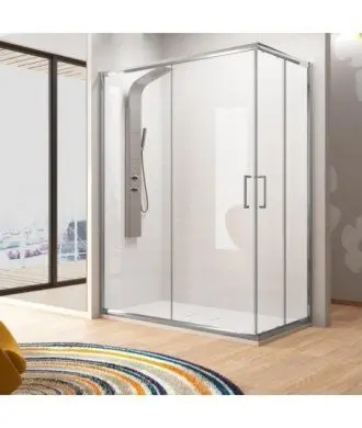 Douche d'angle 2 portes fixes + 2 coulissantes | Bella Melonbath