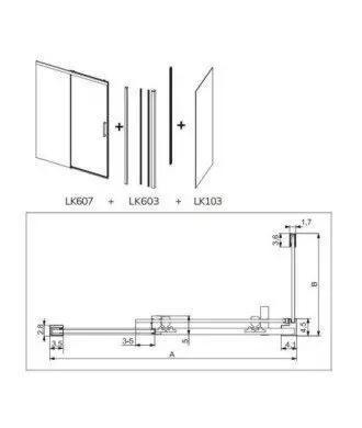 Paroi de douche fixe et coulissante acero inox Luka