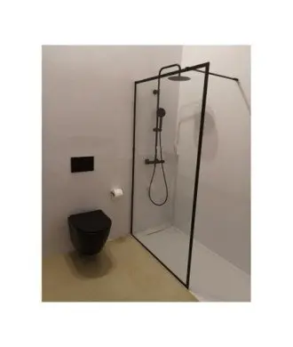 Paroi de douche fixe noire avec bords noirs mats | FR103