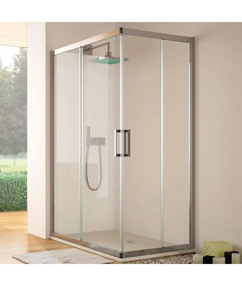 Paroi de douche angulaire coulissante série 300 Kassandra en Melonbath | Écrans de salle de bains | Offres