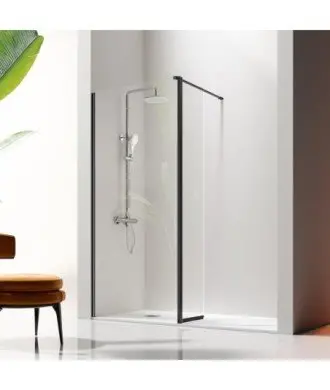 Paroi de douche noire fixe et pivotante noir Giro Kassandra en Melonbath | Écrans de salle de bains | Offres