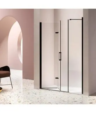 Paravent Douche noir, fixe et deux pliantes