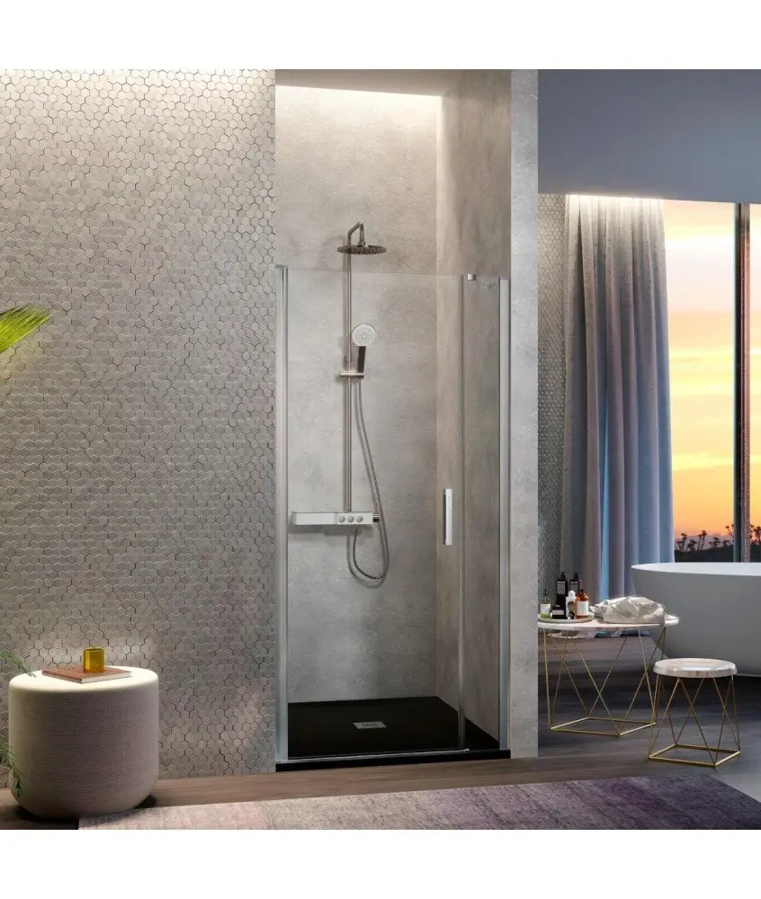 Paroi de douche fixe plus un battant rabattable centrale Nardi Kassandra en Melonbath | Écrans de salle de bains | Offres