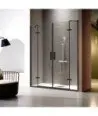 Paroi de douche noir 2 fixes et 2 rabattables avec charnières | NA415