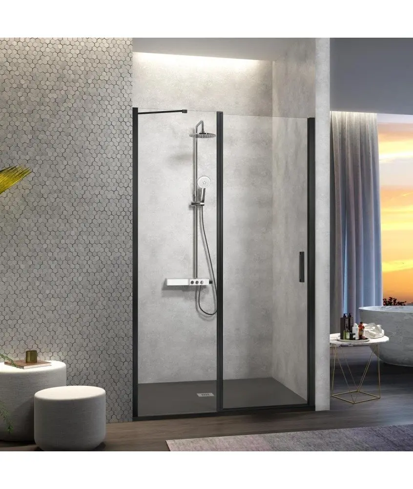 Paroi de douche fixe et rabattable noire Nardi Paroi de douche fixe et rabattable noire Nardi Kassandra en Melonbath | Écrans de salle de bains | Offres